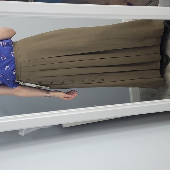 Vintage Dresses & Skirts - Vintage WORTH Olive Green Button Front Maxi High Waist Skirt lagenlook